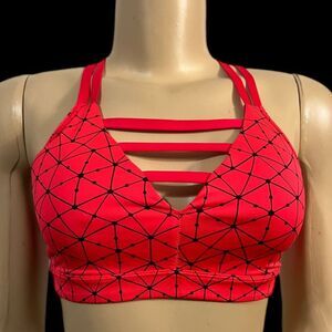 Victoria’s Secret Sport Wet Look Sexy Strappy front sports bra Red Small